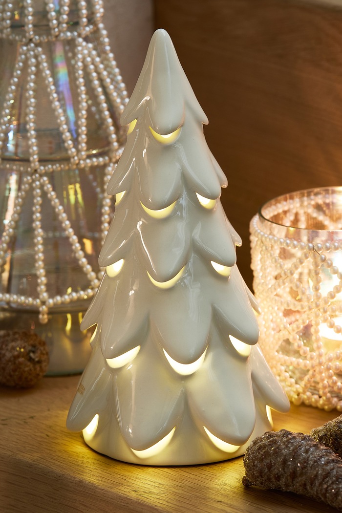 Lifestyle Riviera Maison Dekoracja LED świąteczna z ceramiki 20 cm 582730 biały