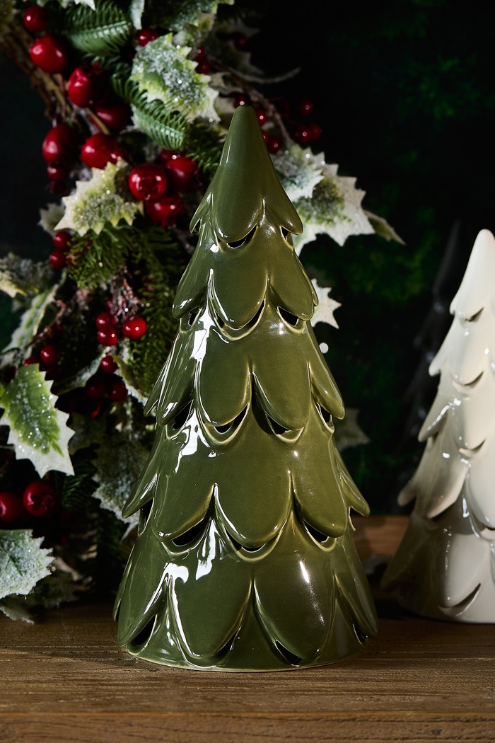 Dekoracja LED świąteczna z ceramiki 30 cm Riviera Maison 582740 zielony