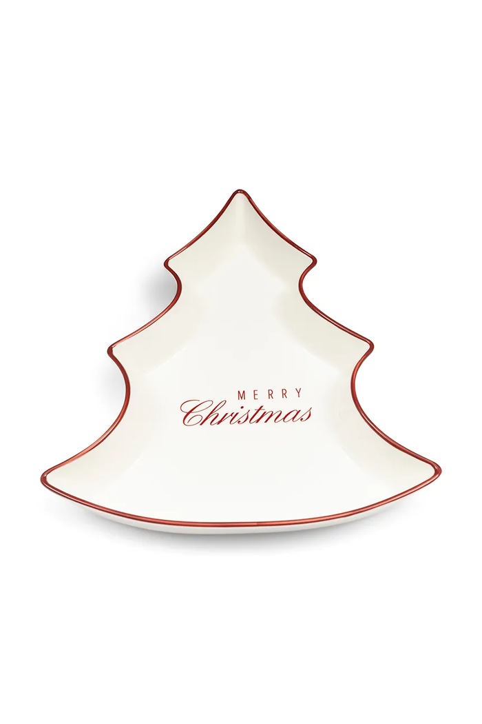 Riviera Maison Talerz świąteczny z porcelany 35 x 30 cm biały 583110