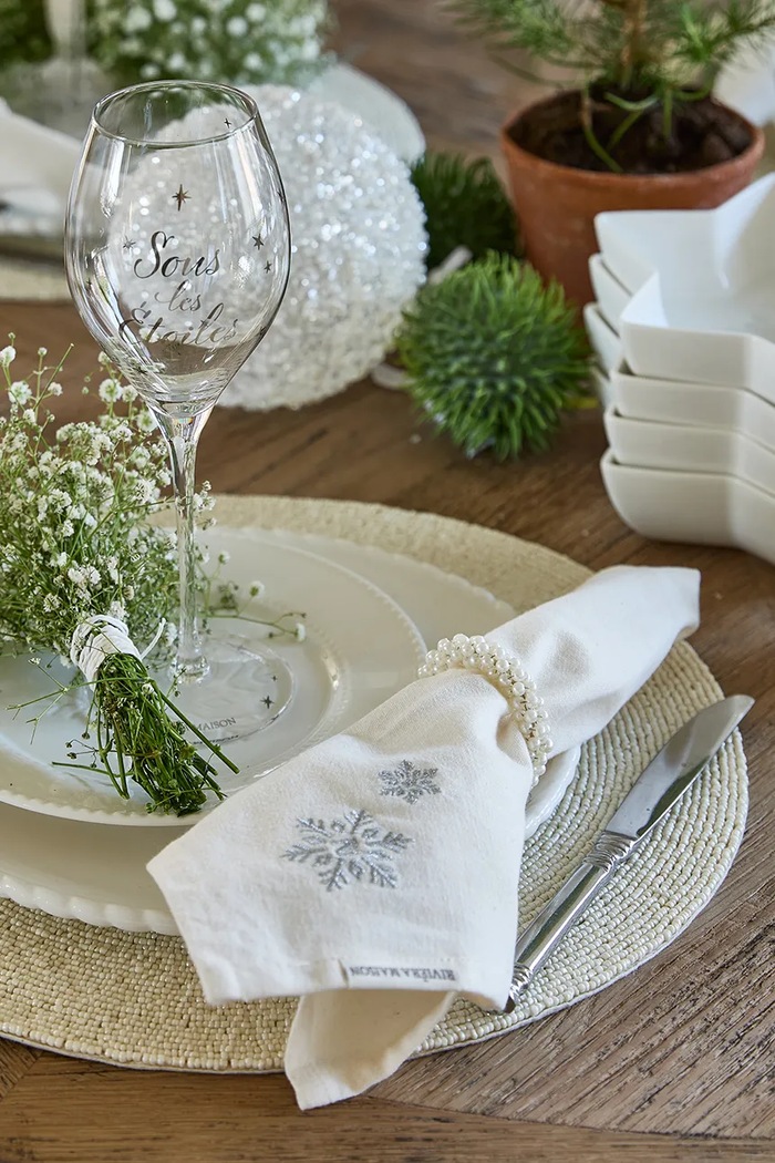 Lifestyle Riviera Maison Zestaw serwetek świątecznych bawełnianych 2-pack 27 x 27 cm 591590 biały