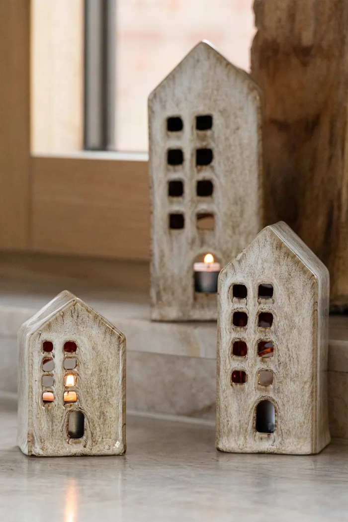 Lifestyle J-Line Zestaw lampionów świątecznych z porcelany 4-pack 269498 multicolor