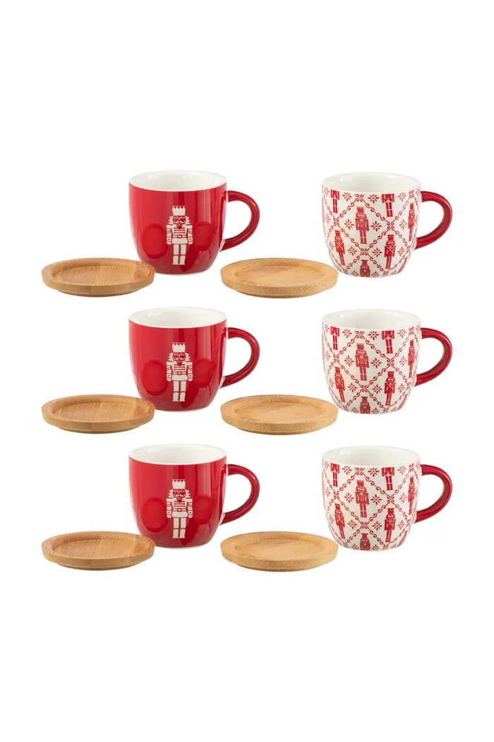 J-Line Zestaw filiżanek świąteczny z ceramiki 6-pack 49236 multicolor AW26