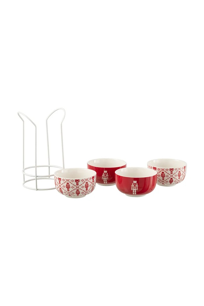 J-Line Zestaw misek świąteczny z ceramiki 4-pack 49237 multicolor AW26
