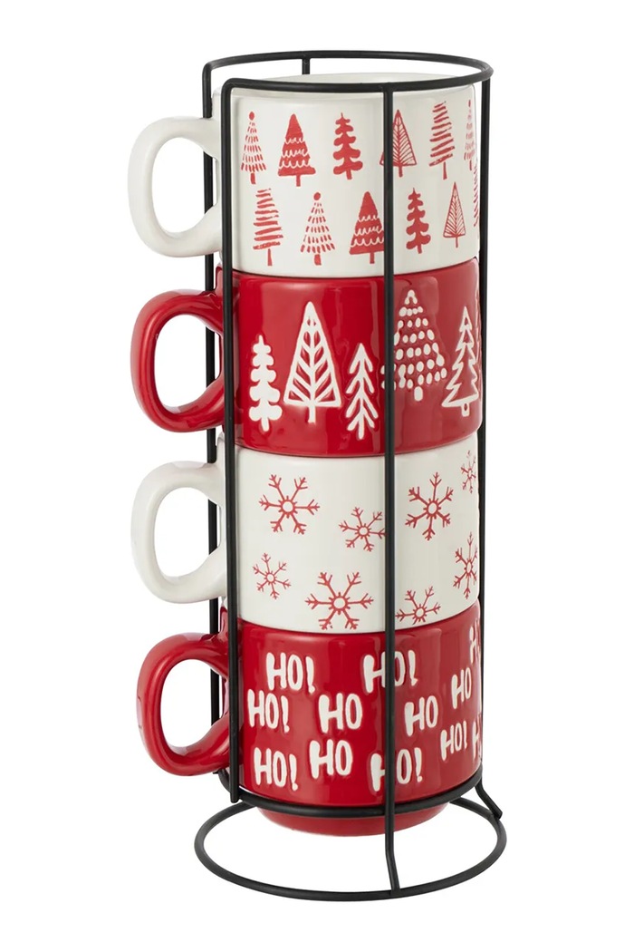 J-Line Zestaw kubków świątecznych z dolomitu 4-pack multicolor 59136