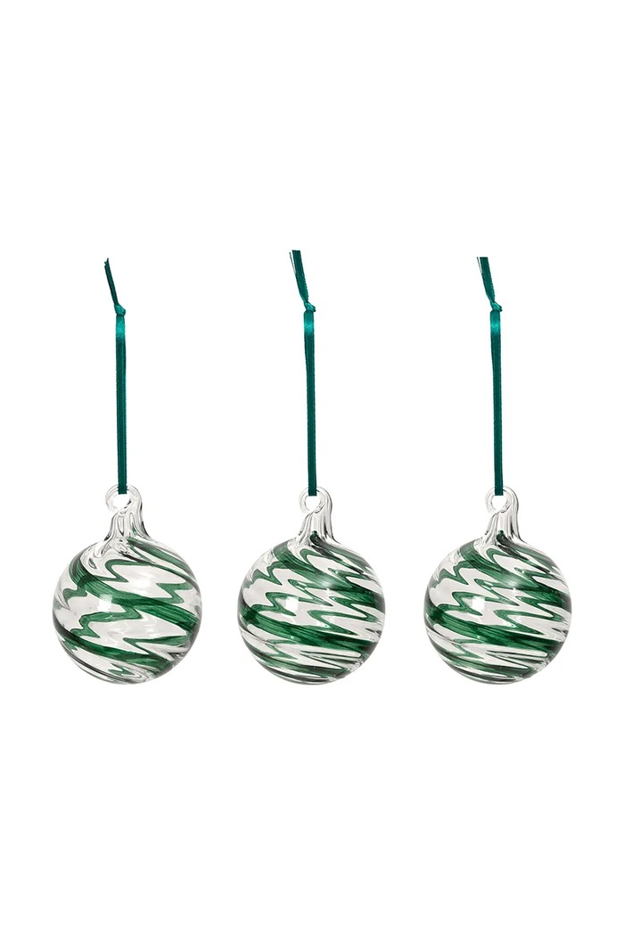 Broste Copenhagen Zestaw bombek choinkowych ze szkła 3-pack zielony 42768088