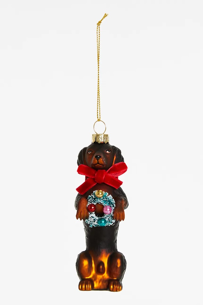 YUP in de BOOM Zawieszka choinkowa ze szkła brązowy YUPDACHSHUND