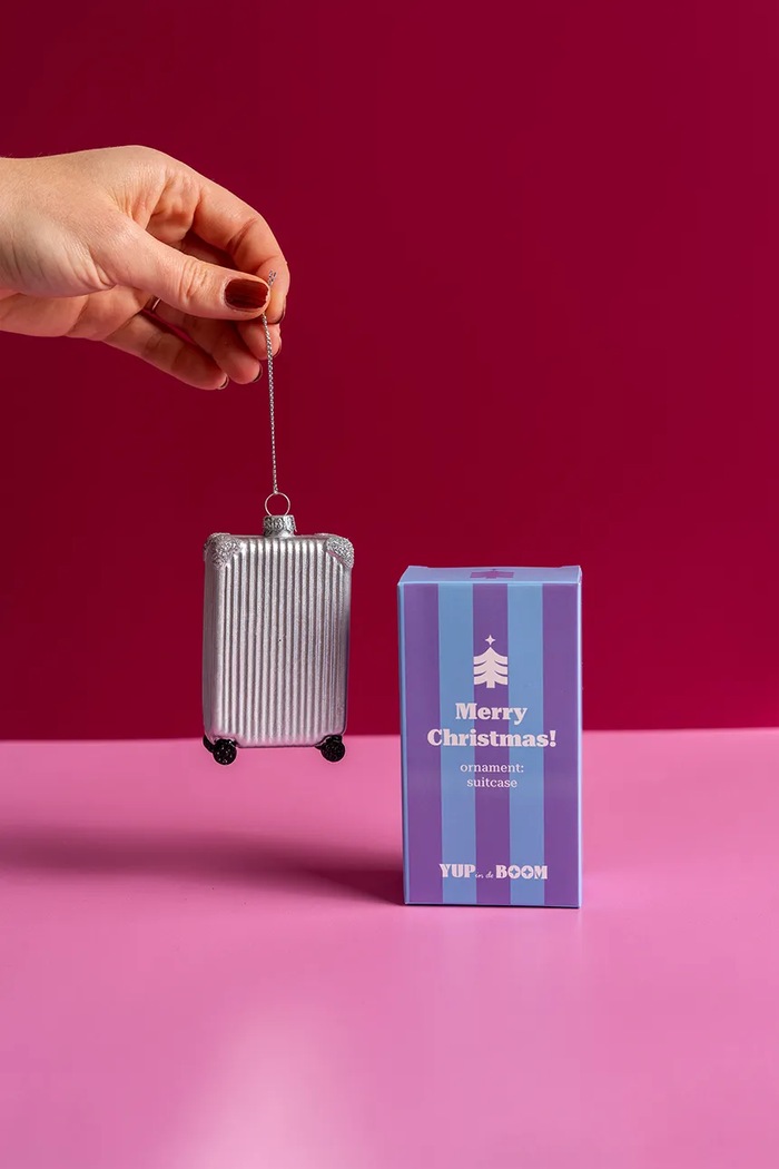 Zawieszka choinkowa ze szkła YUP in de BOOM YUPSUITCASE srebrny