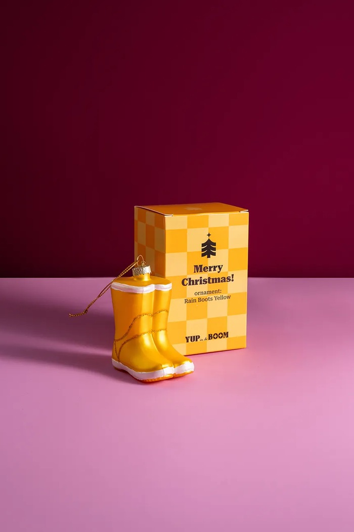 Zawieszka choinkowa ze szkła YUP in de BOOM YUPRAINBOOTS żółty