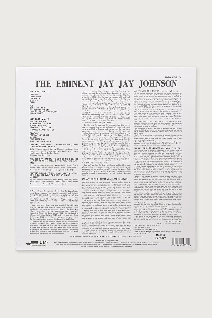Black Moon THE EMINENT JAY JAY JOHNSON VOL.1 (LP) J.J..JOHNSON чорний AW26
