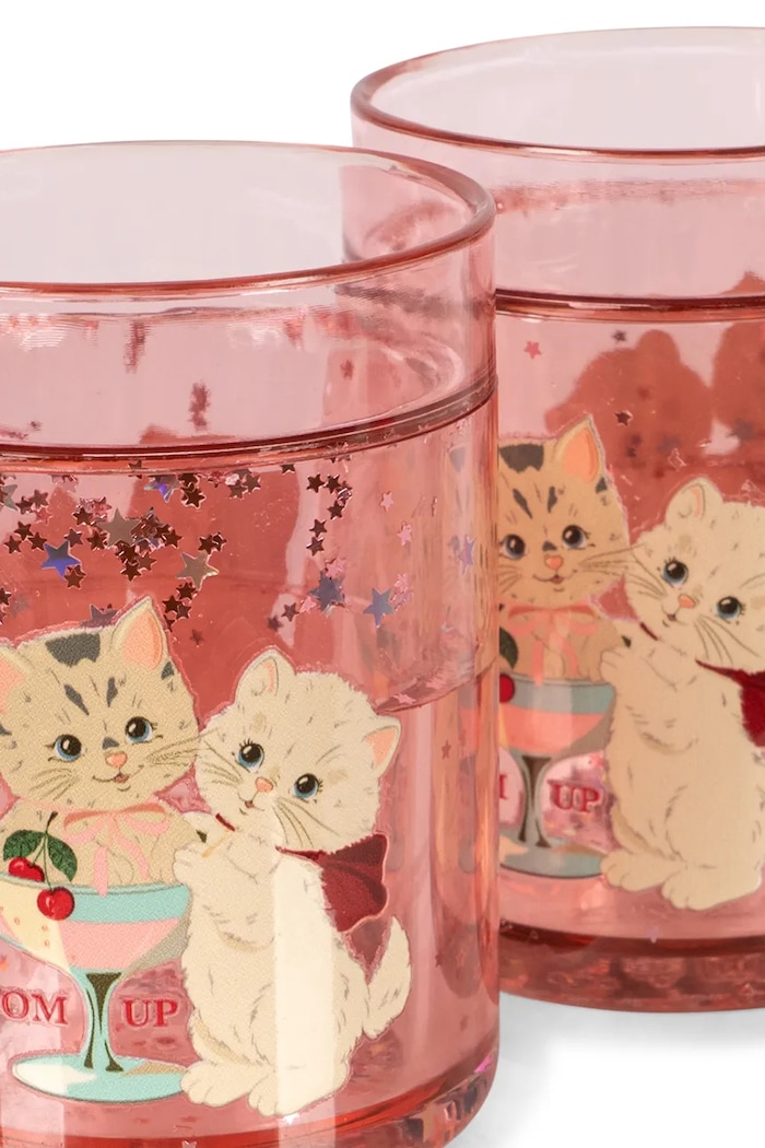Konges Sløjd Zestaw kubków dziecięcych 2 PACK GLITTER CUPS KS106341.G.9BY2 różowy AW26