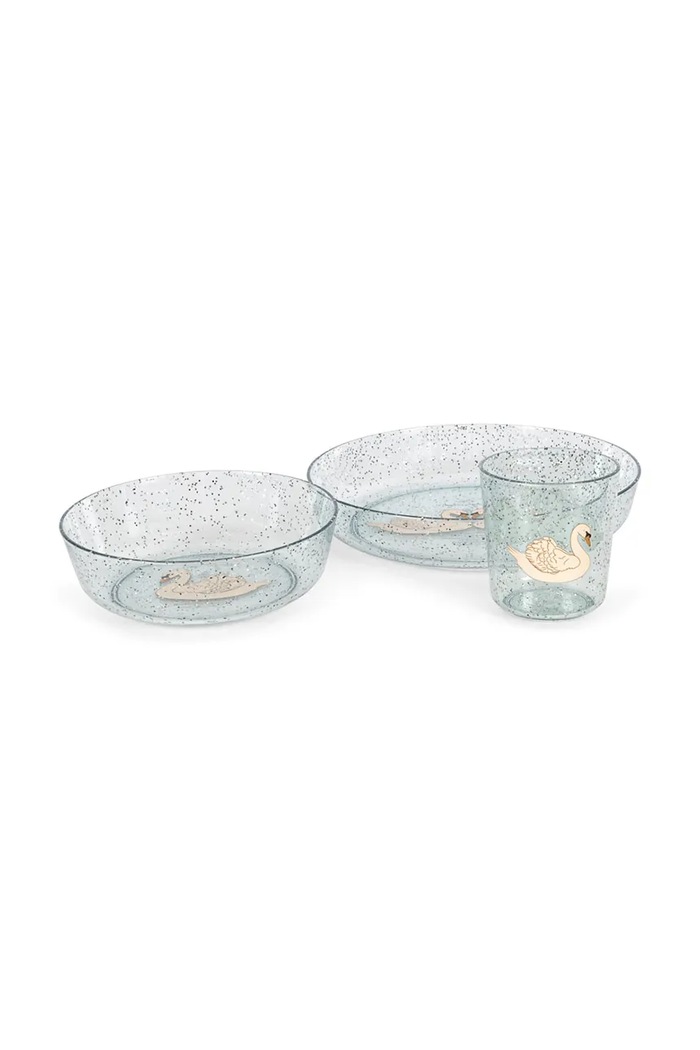 Konges Sløjd Zestaw naczyń dziecięcy SPARKLY DINNER SET KS106243.9BY2 niebieski AW26