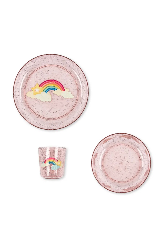 Dievča Konges Sløjd Sada riadu detská SPARKLY DINNER SET KS106243.9BY2 ružová