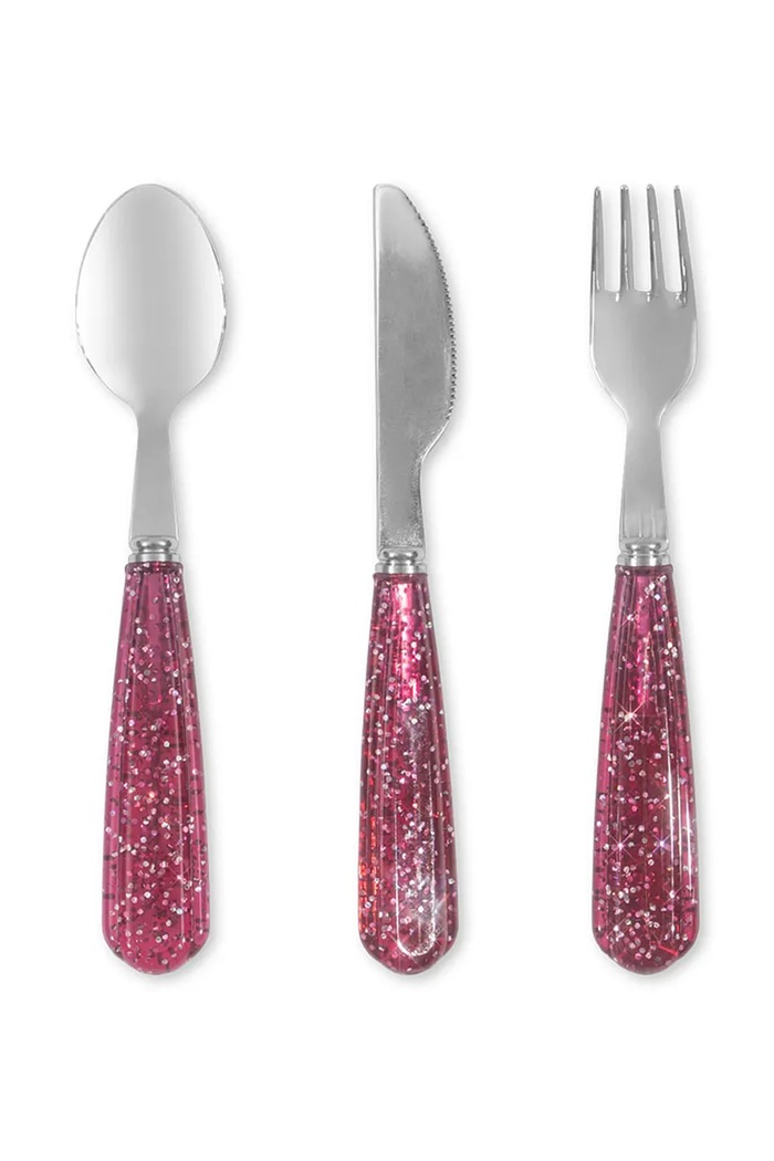 Konges Sløjd Komplet pribora otroški GLITTER CUTLERY roza KS103030.9BY2