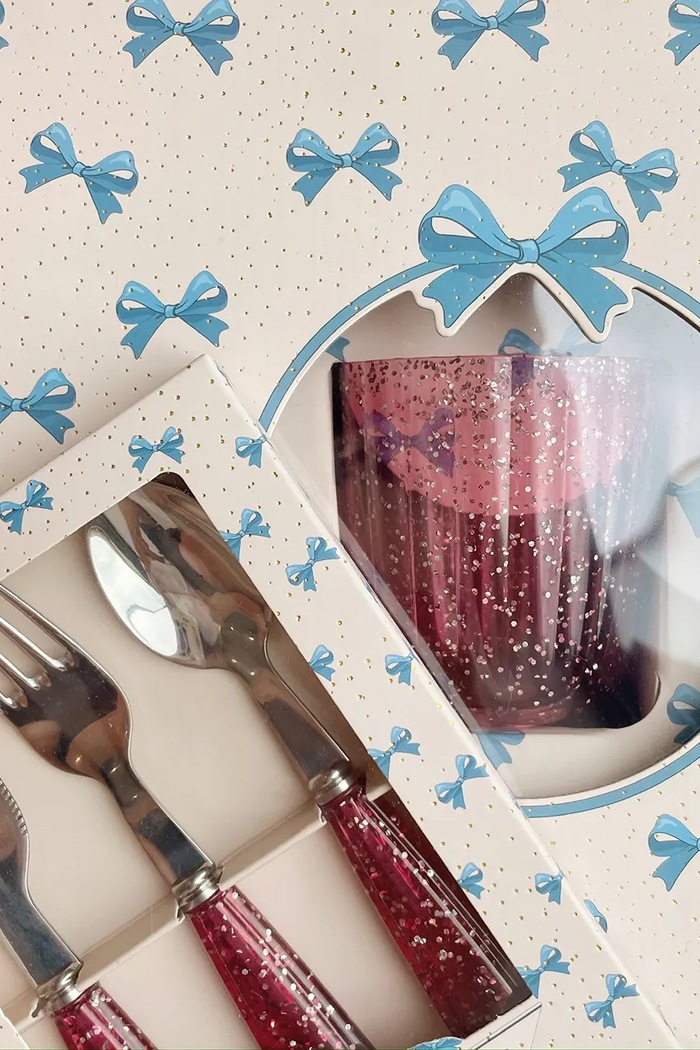 Komplet pribora otroški GLITTER CUTLERY Konges Sløjd KS103030.9BY2 roza