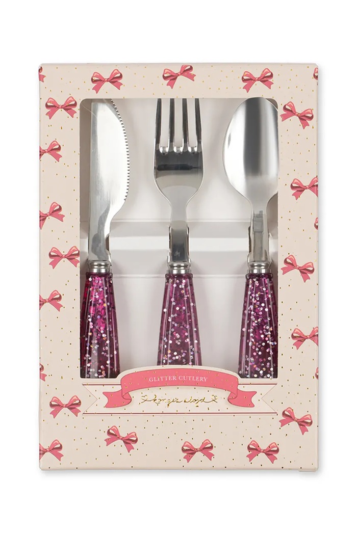 Konges Sløjd Komplet pribora otroški GLITTER CUTLERY KS103030.9BY2 roza AW26