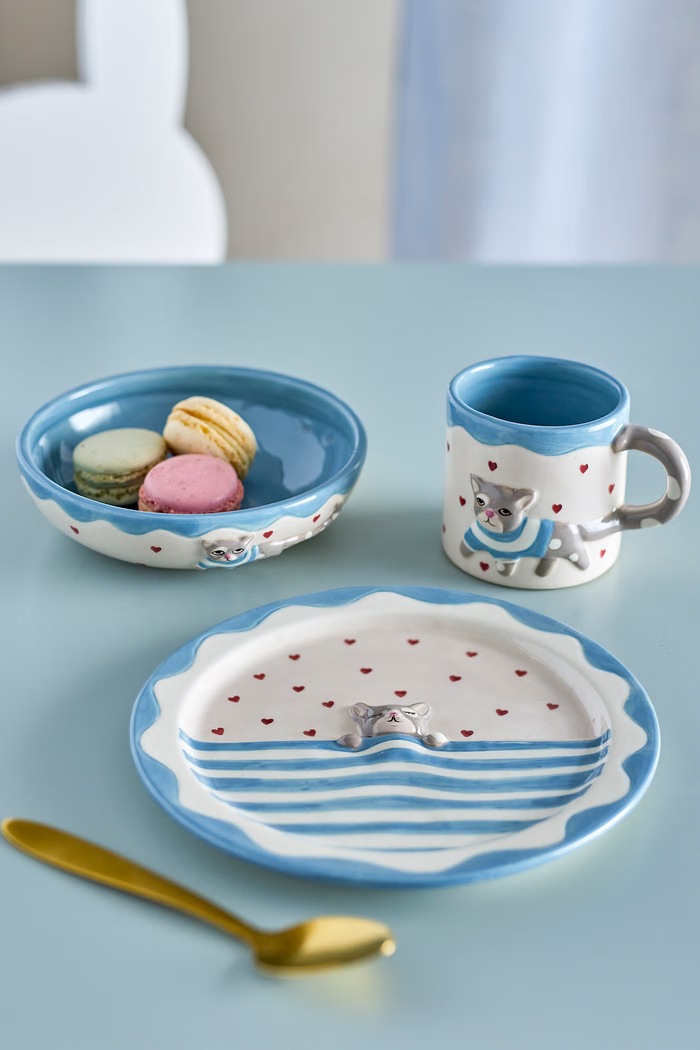 Bloomingville MINI Zestaw naczyń dziecięcy Mille Tableware Set niebieski 82063391