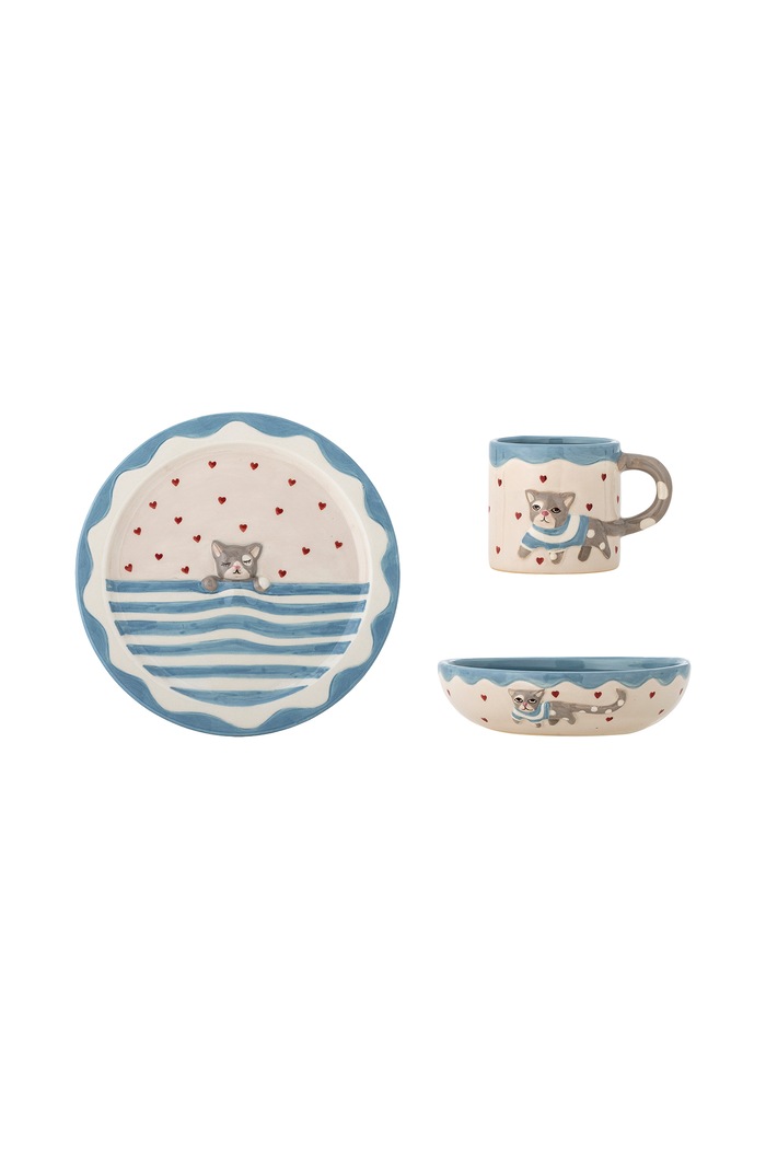 Bloomingville MINI Zestaw naczyń dziecięcy Mille Tableware Set 82063391 niebieski AW26