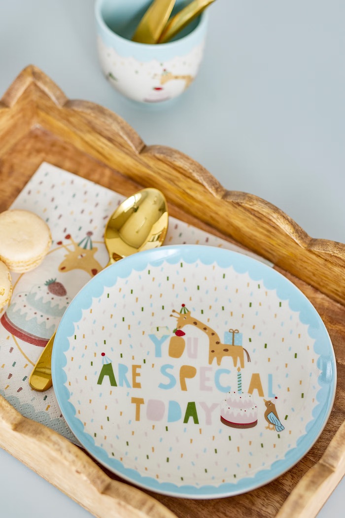 Chłopiec Bloomingville MINI Talerz dziecięcy Celebrate Plate 82063092 żółty