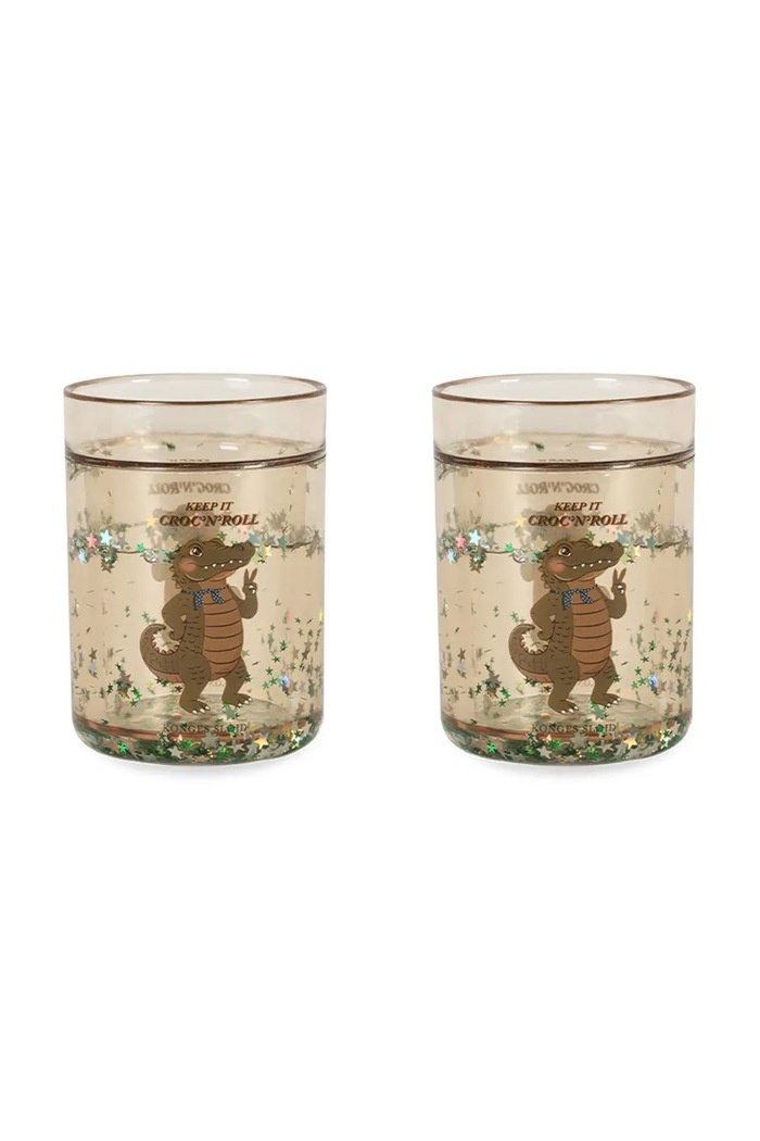Konges Sløjd Zestaw kubków dziecięcych 2 PACK GLITTER CUPS zielony KS106341.9BY2