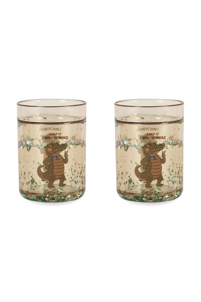 Konges Sløjd Zestaw kubków dziecięcych 2 PACK GLITTER CUPS zielony KS106341.9BY2