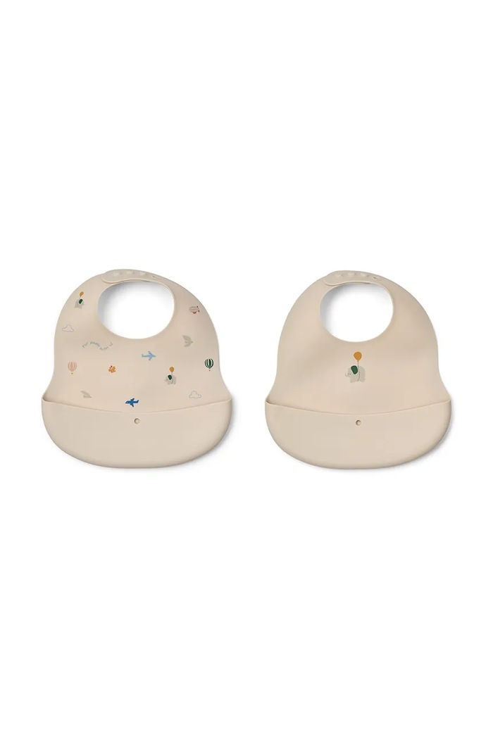 Liewood Śliniak niemowlęcy Ember Printed Bib 2-pack beżowy LW20119.9BY2