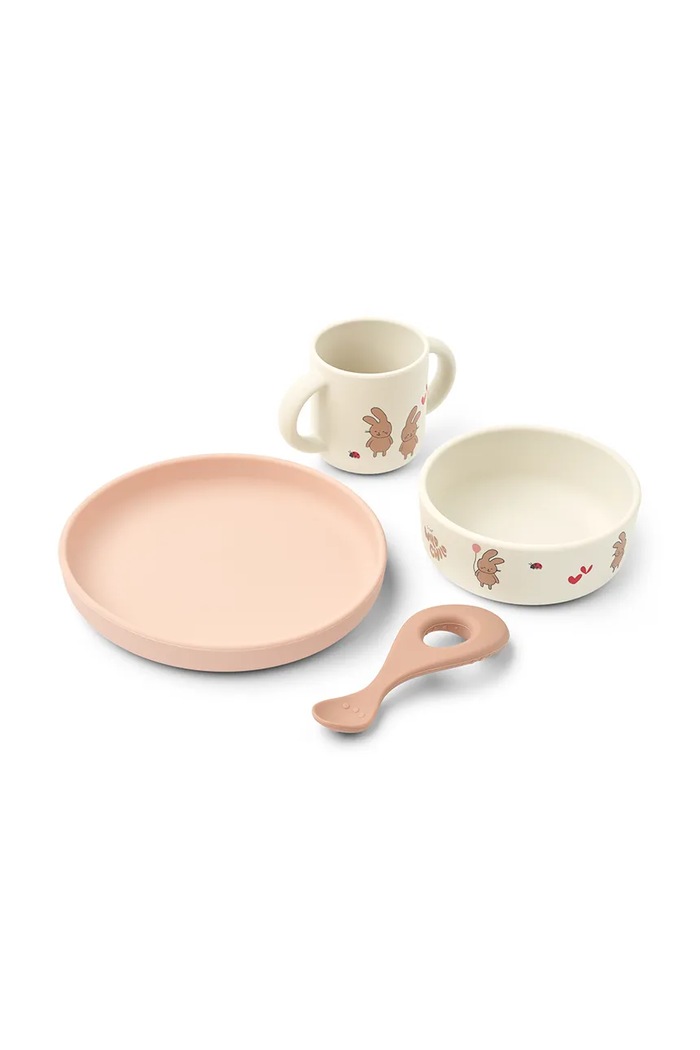 Liewood Zestaw naczyń dziecięcy Vivi Printed Tableware Set różowy LW15135.9BY2