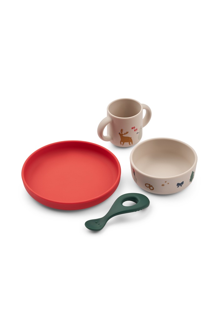 Liewood Zestaw naczyń dziecięcy Vivi Printed Tableware Set beżowy LW15135.9BY2