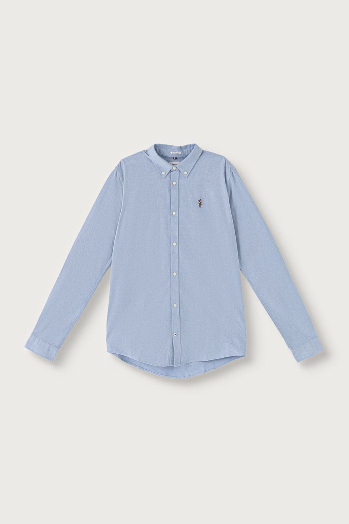 U.S. Polo Assn. Koszula oxford dziecięca bawełniana niebieski USP3247
