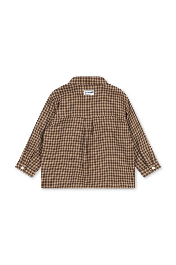 Chłopiec Konges Sløjd Koszula dziecięca bawełniana FORET LS SHIRT GOTS KS106474.9BY2 brązowy
