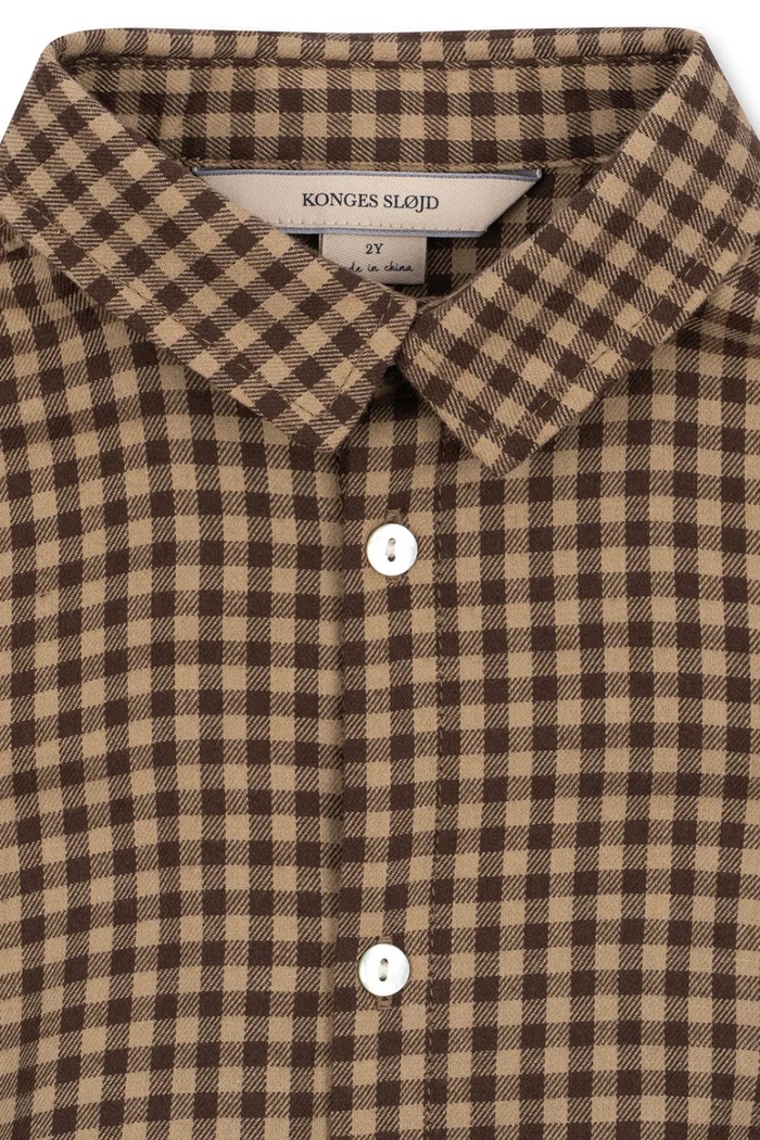 Koszula dziecięca bawełniana FORET LS SHIRT GOTS Konges Sløjd brązowy KS106474.9BY2