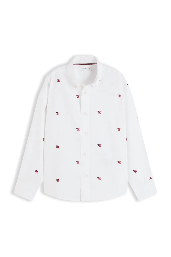 Tommy Hilfiger koszula oxford dziecięca bawełniana z elastanem KB0KB10664.9BY2 biały AW26