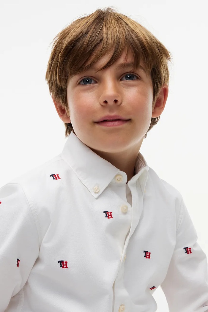 Tommy Hilfiger koszula oxford dziecięca bawełniana z elastanem KB0KB10664.9BY2 biały