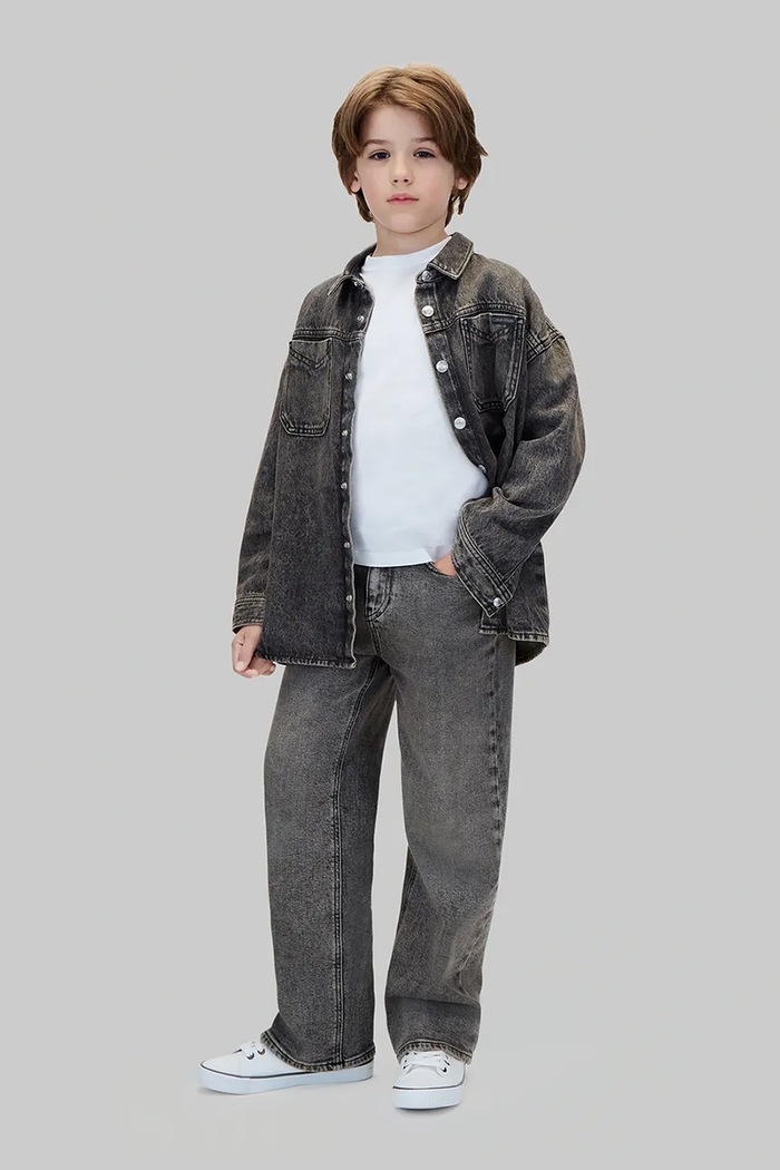 Chłopiec Calvin Klein Jeans Koszula dziecięca bawełniana LVCKFJD06B.9BY2 czarny