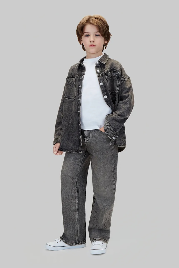 Chłopiec Calvin Klein Jeans Koszula dziecięca bawełniana LVCKFJD06B.9BY2 czarny