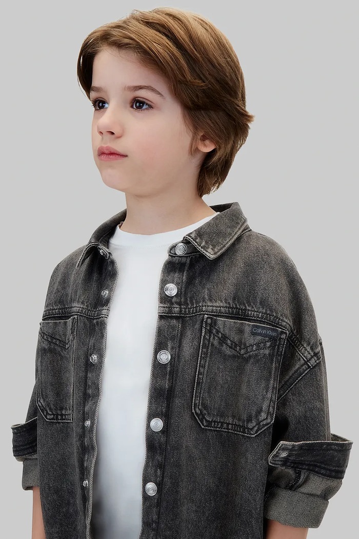 Koszula dziecięca bawełniana Calvin Klein Jeans czarny LVCKFJD06B.9BY2