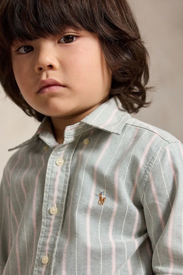 Košulja za djecu od pamuka Polo Ralph Lauren siva 322B24627001