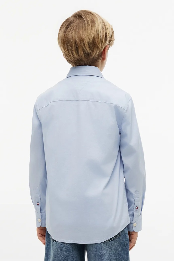 Chłopiec Tommy Hilfiger koszula dziecięca z bawełną KB0KB10601.128.176.9BY2 niebieski