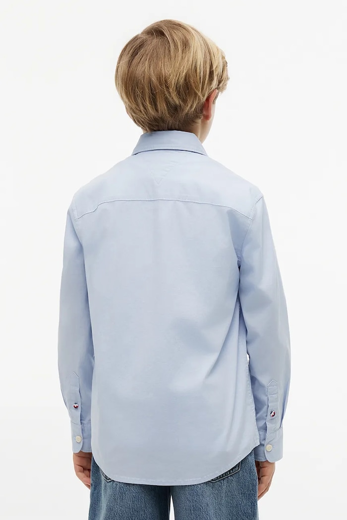 Chłopiec Tommy Hilfiger koszula dziecięca z bawełną KB0KB10601.128.176.9BY2 niebieski