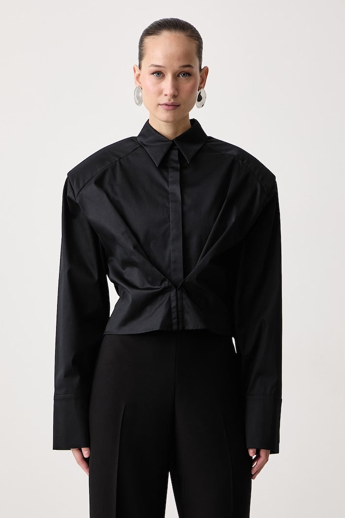 Le Privé Koszula damska bawełniana z elastanem APOLINE SHIRT NOIR czarny LP00850