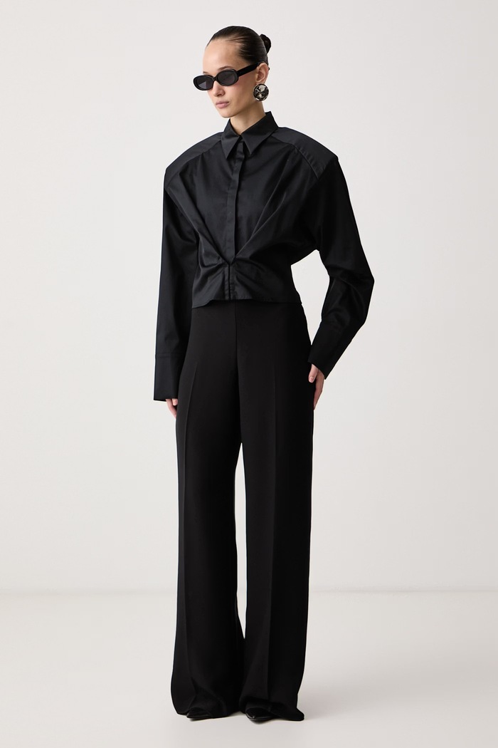 Le Privé Koszula damska bawełniana z elastanem APOLINE SHIRT NOIR LP00850 czarny AW26