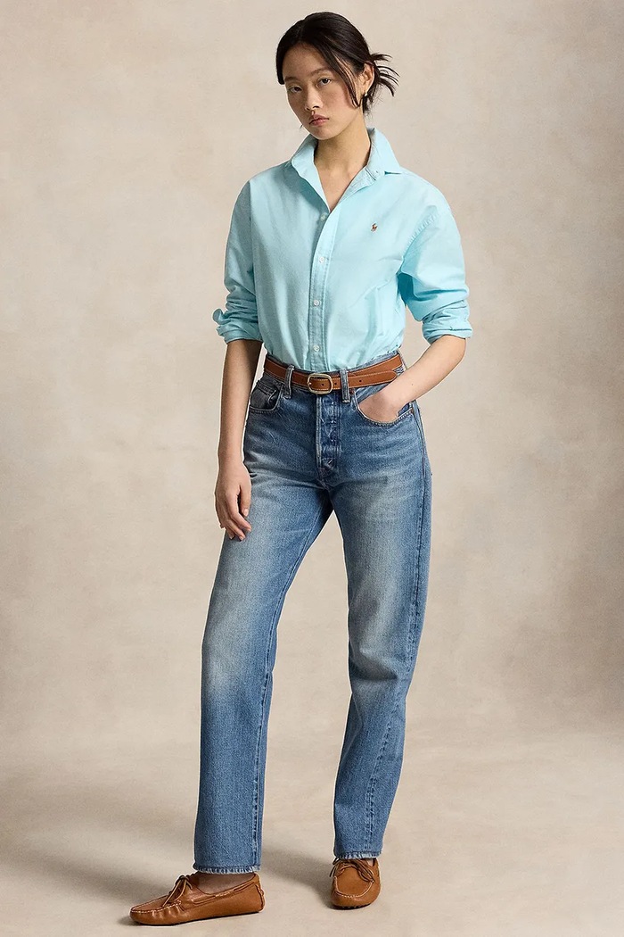 Odzież Polo Ralph Lauren Koszula damska bawełniana 211B28999 niebieski