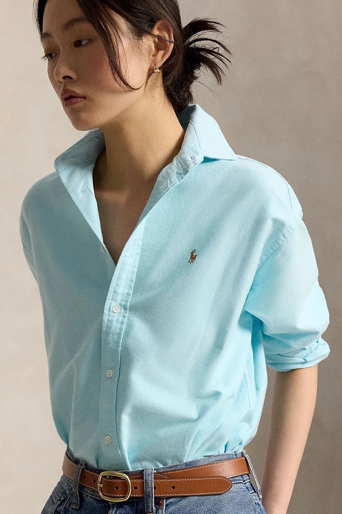 Koszula damska bawełniana Polo Ralph Lauren 211B28999 niebieski