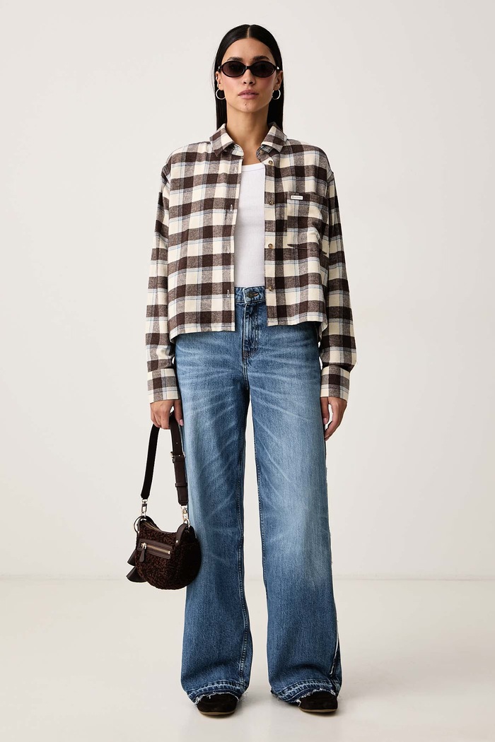 Guess Jeans Koszula damska bawełniana W6BH22.W4712 beżowy AW26