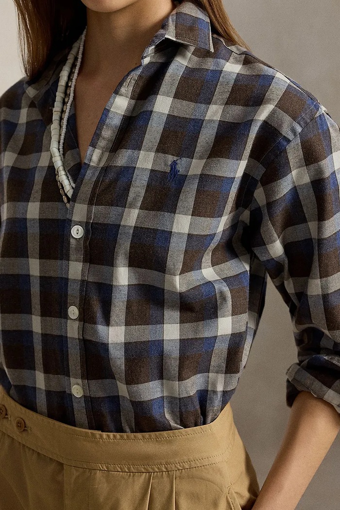 Koszula damska bawełniana Polo Ralph Lauren 211B36267 brązowy