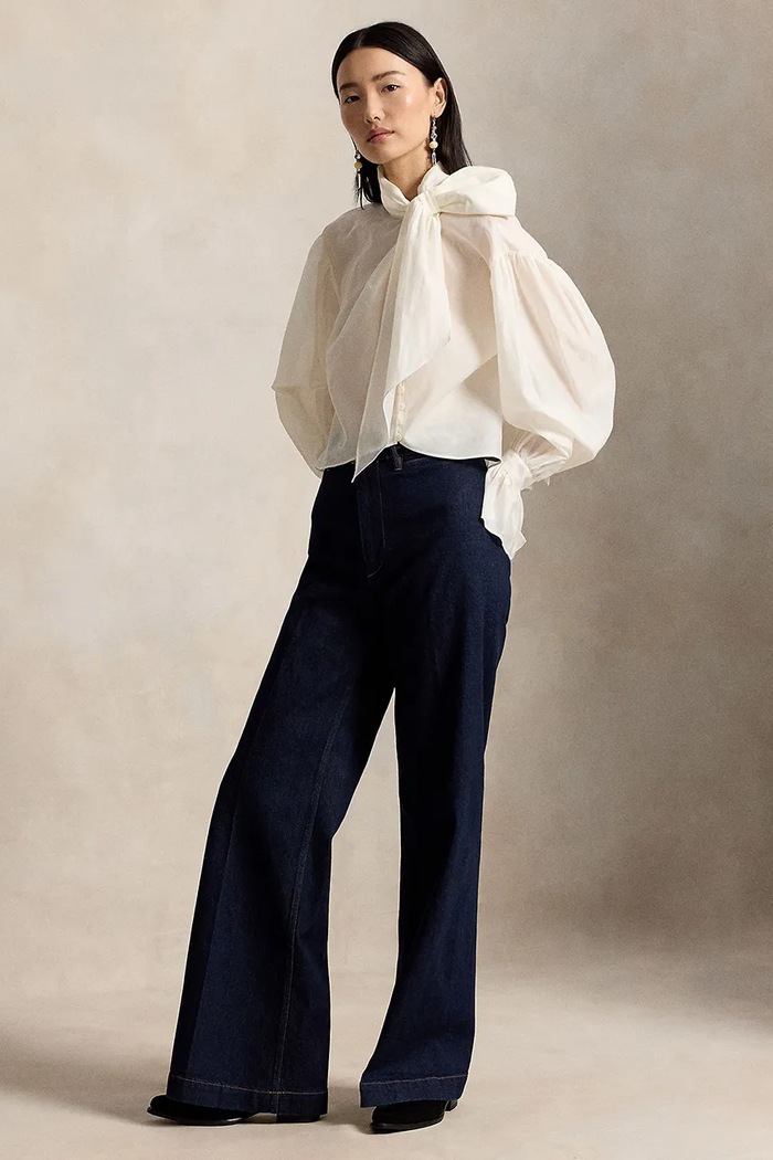 Odzież Polo Ralph Lauren Koszula damska z dodatkiem kaszmiru 211B23721 biały