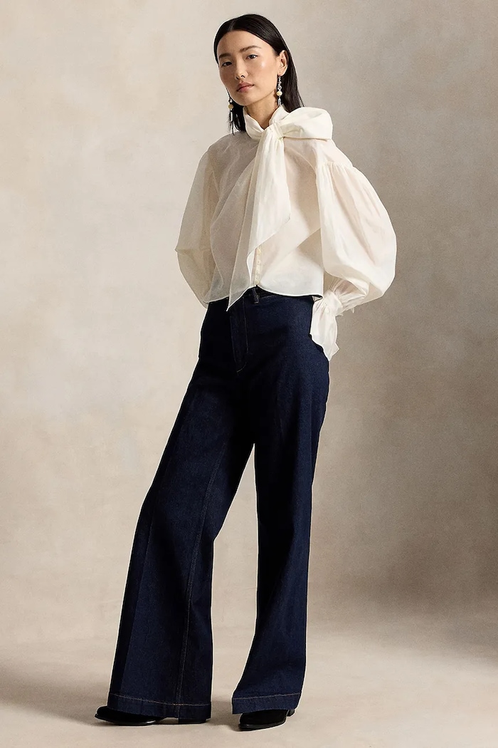 Odzież Polo Ralph Lauren Koszula damska z dodatkiem kaszmiru 211B23721 biały