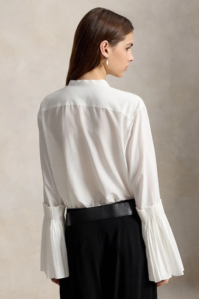 Polo Ralph Lauren Koszula damska z dodatkiem jedwabiu 211B23719 biały AW26