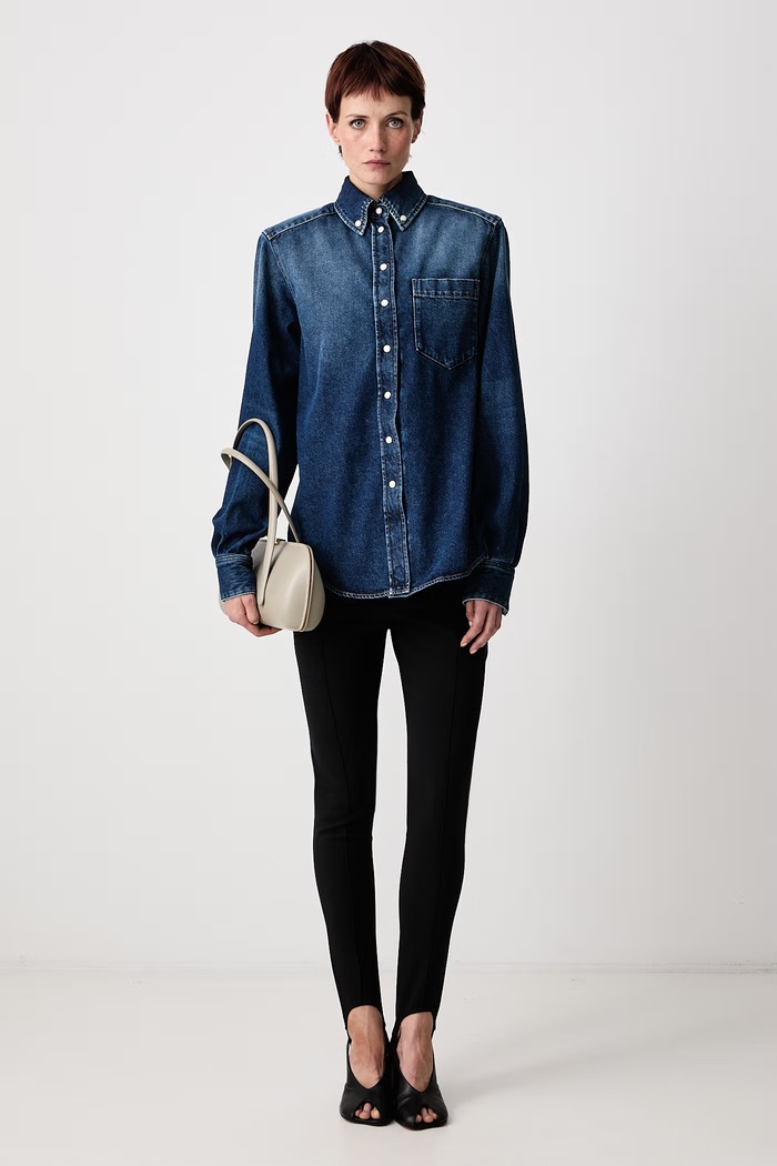 MUGLER Cămașă din denim pentru femei 26F6TO08412038 albastru AW26