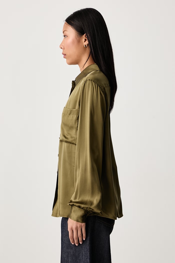 THE MODERN UTILITY SHIRT cămașă din mătase pentru femei Frame WS26WSH006 verde