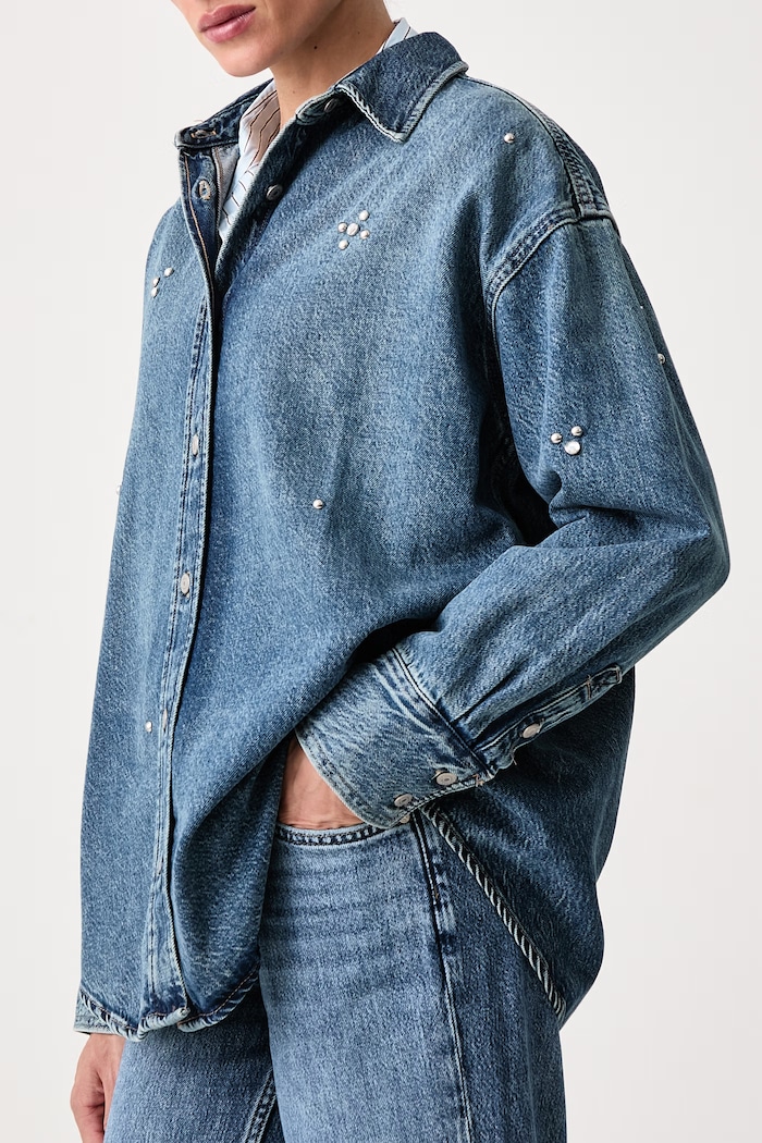 Košeľa dámska s bavlnou JORDAN DENIM Levi's 007WZ modrá